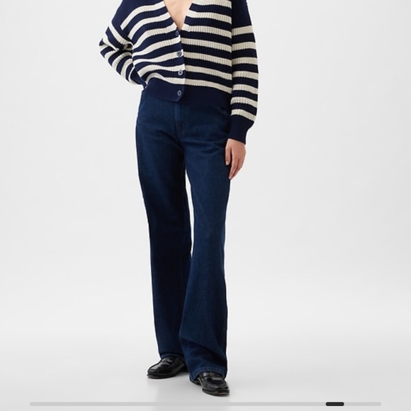 Shaker stitch cardigan small navy and white stripe - Picture 3 of 10